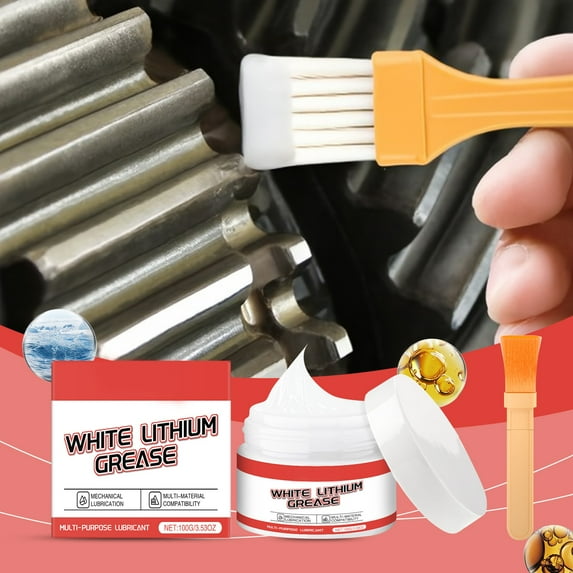 Haidf White Lithium Grease, Multi-Purpose Lubricant for Hinges, Bearings, Gears and Garage Doors, Ideal for Automotive, Marine, Industrial and Household Use, 3.5oz