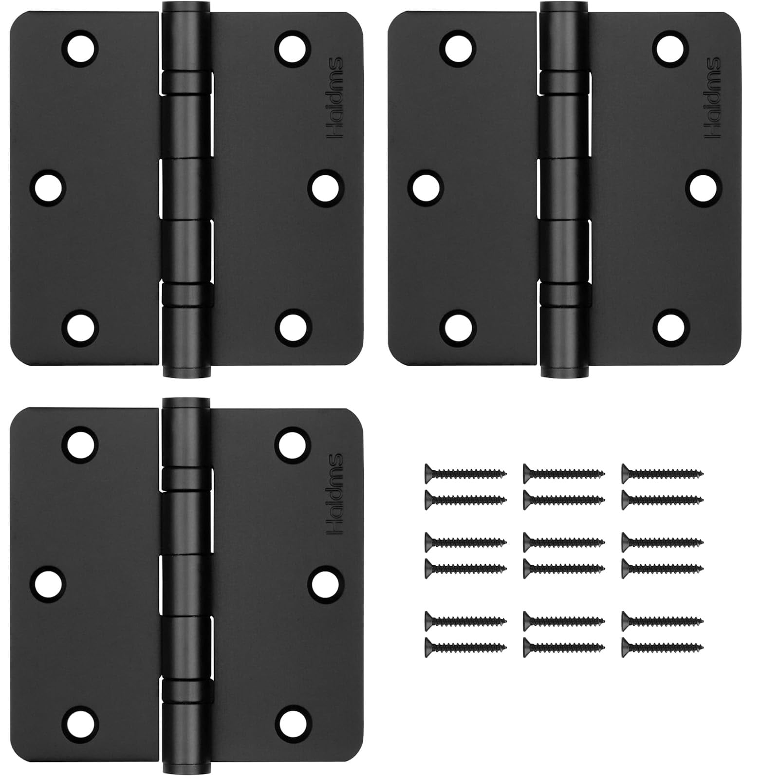 Haidms 3 Pack Ball Bearing Door Hinges 3.5 Inch Matte Black Door Hinges ...