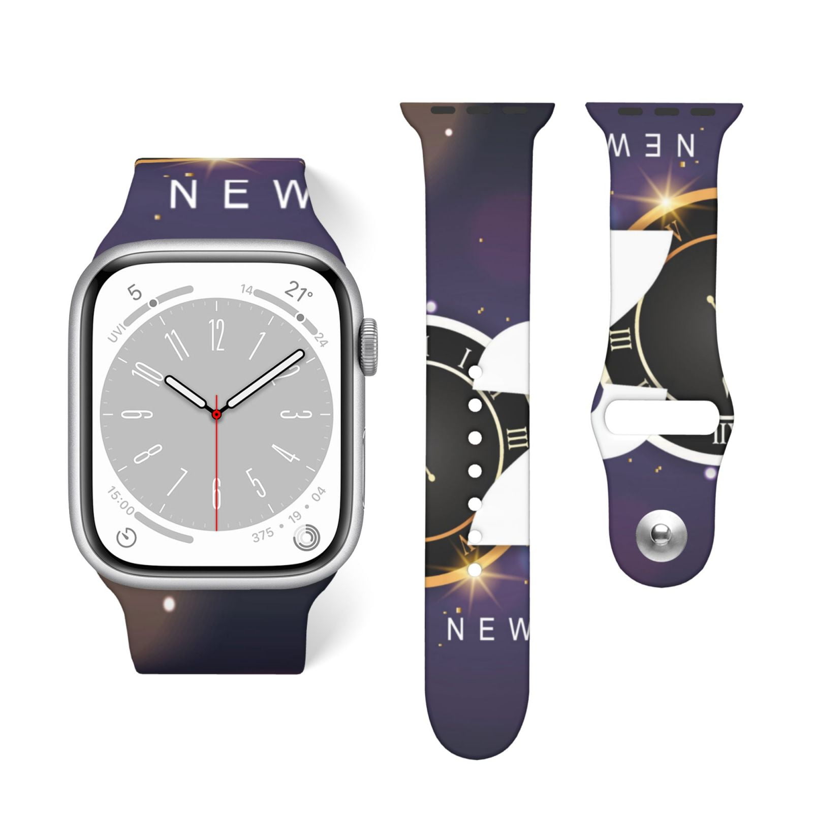 Haiem 2025 Happy New Year 4 Print Sport Bands Compatible with Apple