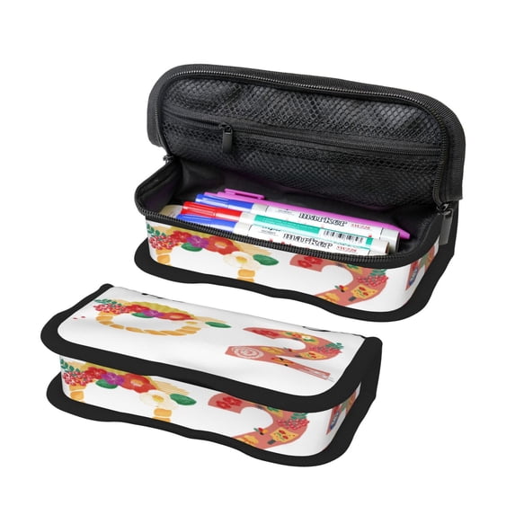 Haiem 2025 New Year'S Printed Large Pencil Case, Big Capacity Pencil Pouch Stationery Pen Bag, Storage High Capacity Bag Pouch Holder Box Organizer, Marker Pen Case