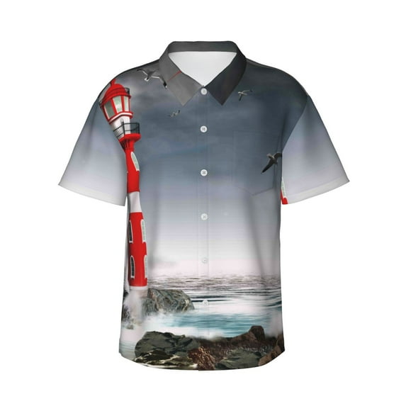 Haiem 3d Lighthouse In The Surf Men'S Pajama Pants Ultra Lightweight Pjs Bottoms Sleepwear Bottom Pants With Pocket Drawstring-X-Large