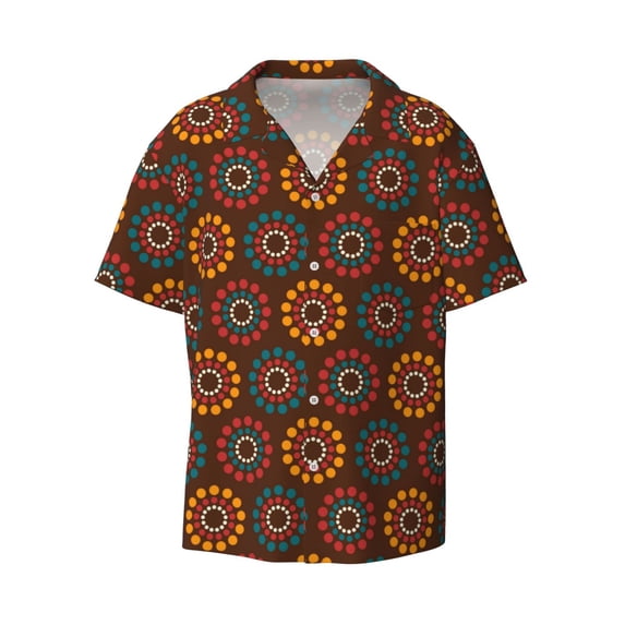 Haiem 60s and 70s Aesthetic1 Men's Casual Shirts Short Sleeve Button Down Shirts Fashion Textured Summer Beach Shirt-Large
