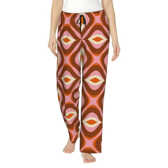 Haiem 70s Retro Style Women's Pajama Pants Ultra Lightweight Pjs Bottoms Sleepwear Bottom Pants With Pocket Drawstring-Large