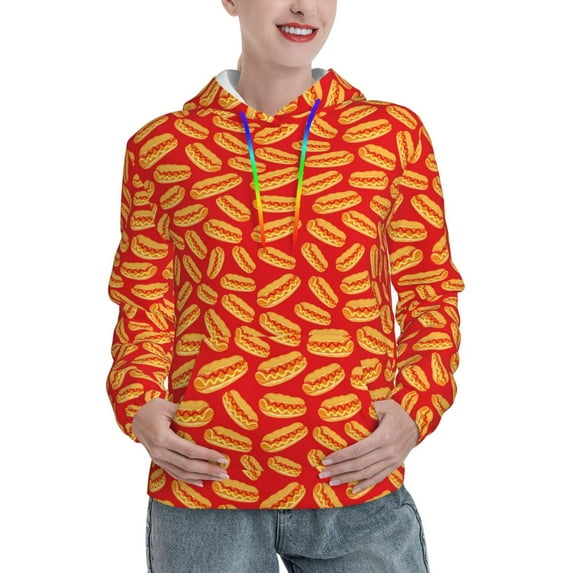 Haiem A Big Hot Dog for Women's Fashion Hoodies & Sweatshirts with Kangaroo Pocket,Hooded Sweatshirt with Eye-catching Drawstrings-Medium