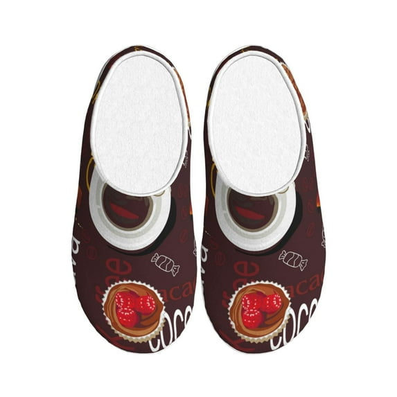 Haiem A Cup Of Black Coffee On A Saucer Print Women's Fuzzy Memory Foam House Slipper Cozy Home Footwear Non-slip Winter Slippers-35/36