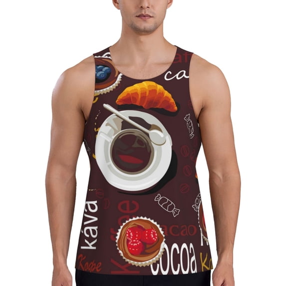 Haiem A Cup Of Black Coffee On A Saucer Men Workout Tank Top Gym Bodybuilding Sleeveless Muscle T Shirts Athletic Tank Breathable Workout Shirt-XX-Large