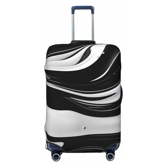 Haiem Abstract Black White Swirls Luggage Cover Printed Suitcase Covers for Luggage Elastic Washable Suitcase Protector Fits 18-32 Inch Luggage-Small