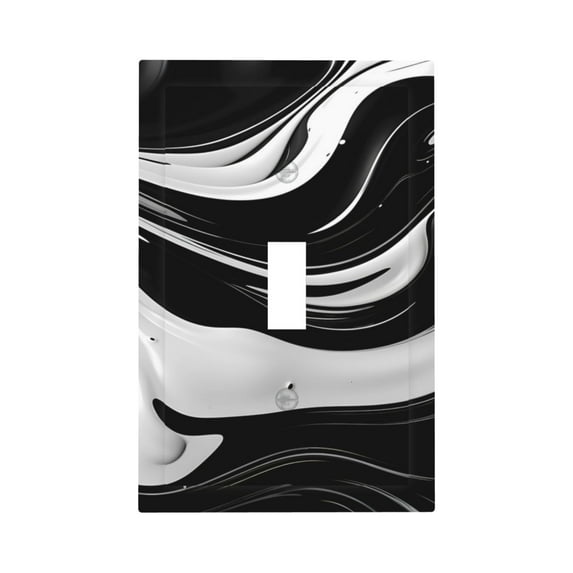 Haiem Abstract Black White Swirls Pattern Decorative Wall Plates, 1-Gang 5.0" x3.0", Unbreakable Thermoplastic Faceplate Cover for Decorator Receptacle Outlet & Switch-Style T