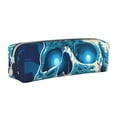 thumbnail image 1 of Haiem Abstract Blue Skull Print Leather Pencil Case Art Supplies Case Zipper Pencil Pouch Stationery Storage Pencil Bag, 1 of 7