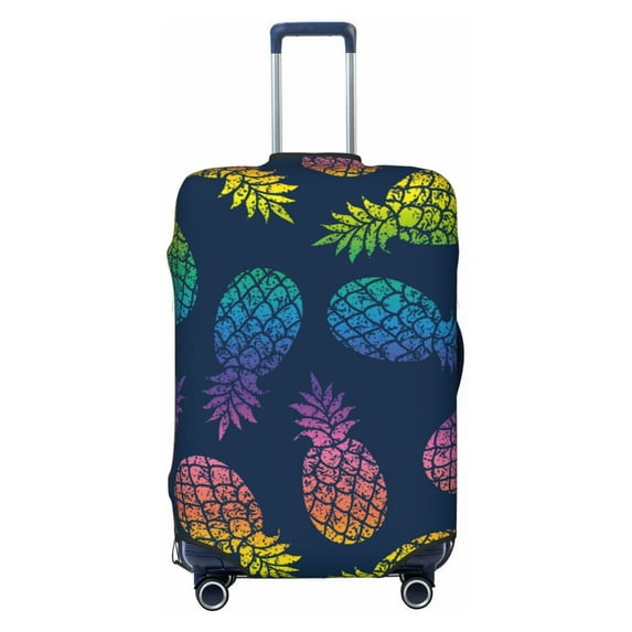 Haiem Abstract Bright Pineapple Fruit Retro Luggage Cover Printed Suitcase Covers for Luggage Elastic Washable Suitcase Protector Fits 18-32 Inch Luggage-Large