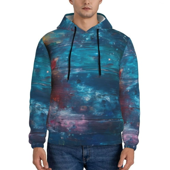 Haiem Abstract Colorful Art Supplies Patterned Men's Hoodie with Kangaroo Pocket - Ideal Pullover Sweatshirt for Daily Wear, Travel, and Home-Small