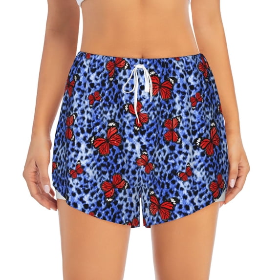 Haiem Abstract Colorful Butterflies Women's 2 in 1 Running Shorts - Lightweight Athletic Workout Gym Yoga Breathable Sports Shorts Liner with Phone Pockets-Small