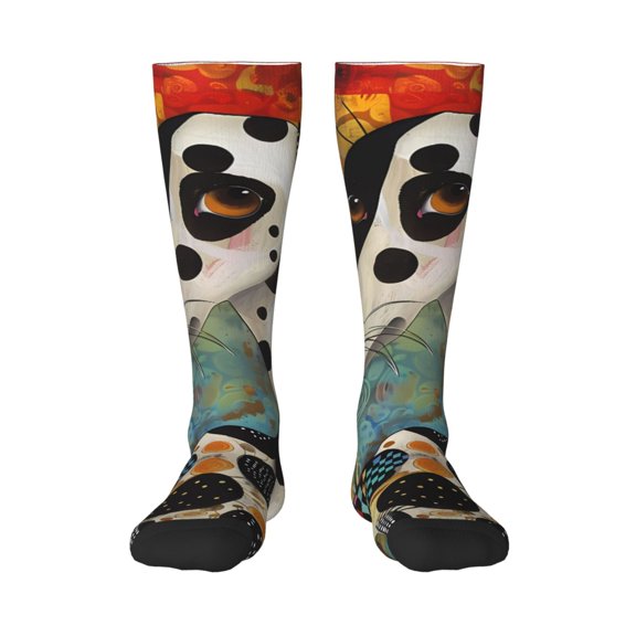 Haiem Abstract Dalmatian Art Socks, Funny Novelty Crazy Design Cotton Socks Sports Socks Knee High Socks For Men, Women,1Pairs - Gift For Working Friends