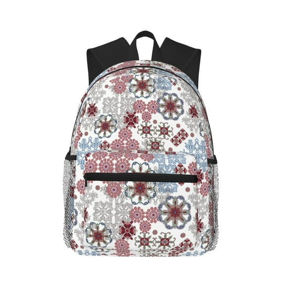 Haiem Abstract Floral Lightweight Backpack for School, Classic Basic Water Resistant Casual Daypack for Travel with Bottle Side Pockets