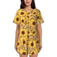 thumbnail image 1 of Haiem Abstract Leopard Print Sunflower Pattern Pajama Set for Women 2 Piece Lounge Set Short Sleeve Tops and Shorts Soft Sleepwear-3X-Large, 1 of 7