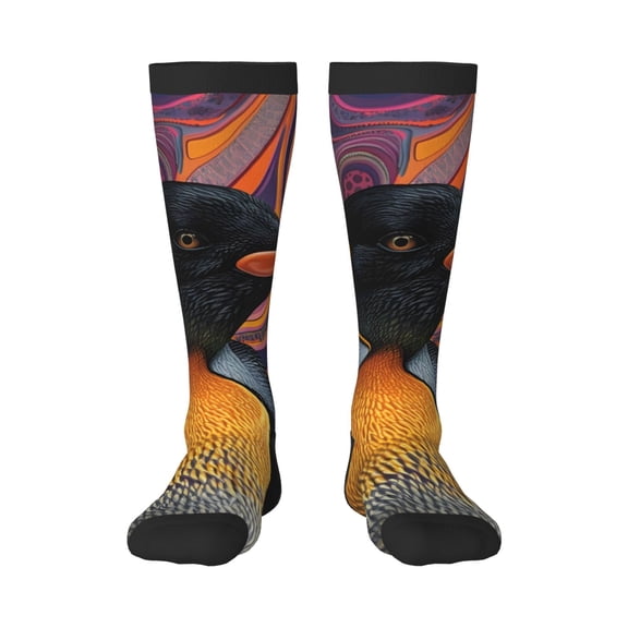 Haiem Abstract Pattern Penguin Socks, Funny Novelty Crazy Design Cotton Socks Sports Socks Knee High Socks For Men, Women,1Pairs - Gift For Working Friends