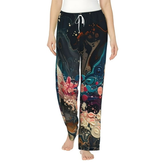 Haiem Abstract Peacock Painting Women's Pajama Pants Ultra Lightweight Pjs Bottoms Sleepwear Bottom Pants With Pocket Drawstring-Small