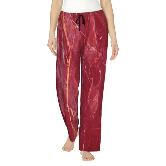 Haiem Abstract Red Marble Women's Pajama Pants Ultra Lightweight Pjs Bottoms Sleepwear Bottom Pants With Pocket Drawstring-Medium
