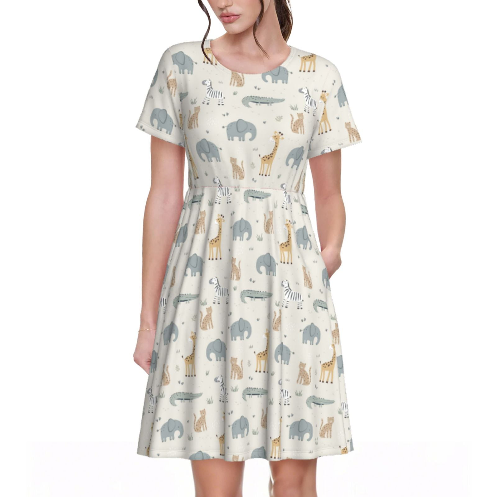 South Africa Wildlife Pride Off Shoulder Short Dress Big Five Animals TS04