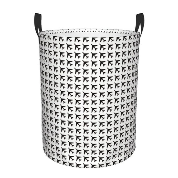 Haiem Airplane Leather Dirty Clothes Laundry Basket,Sturdy & Waterproof,Collapsible Round Design For Efficient Space Management,Multi-Purpose Storage Basket