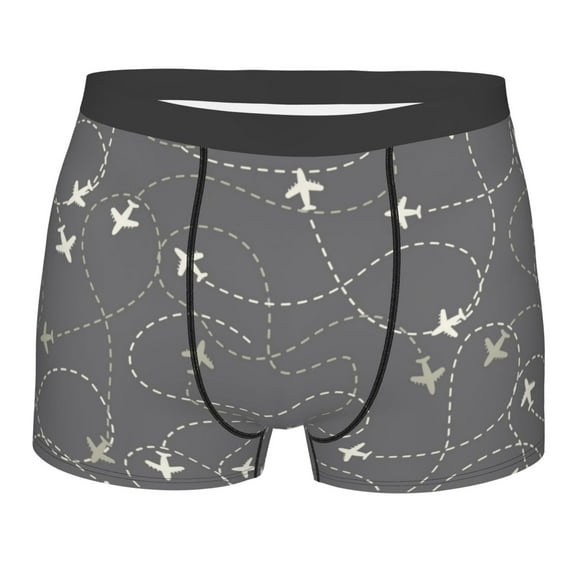 Haiem Airplane Routes Around The World Men's Boxer Briefs, Every Day Comfort Stretch Cotton Moisture-Wicking Underwear-X-Large