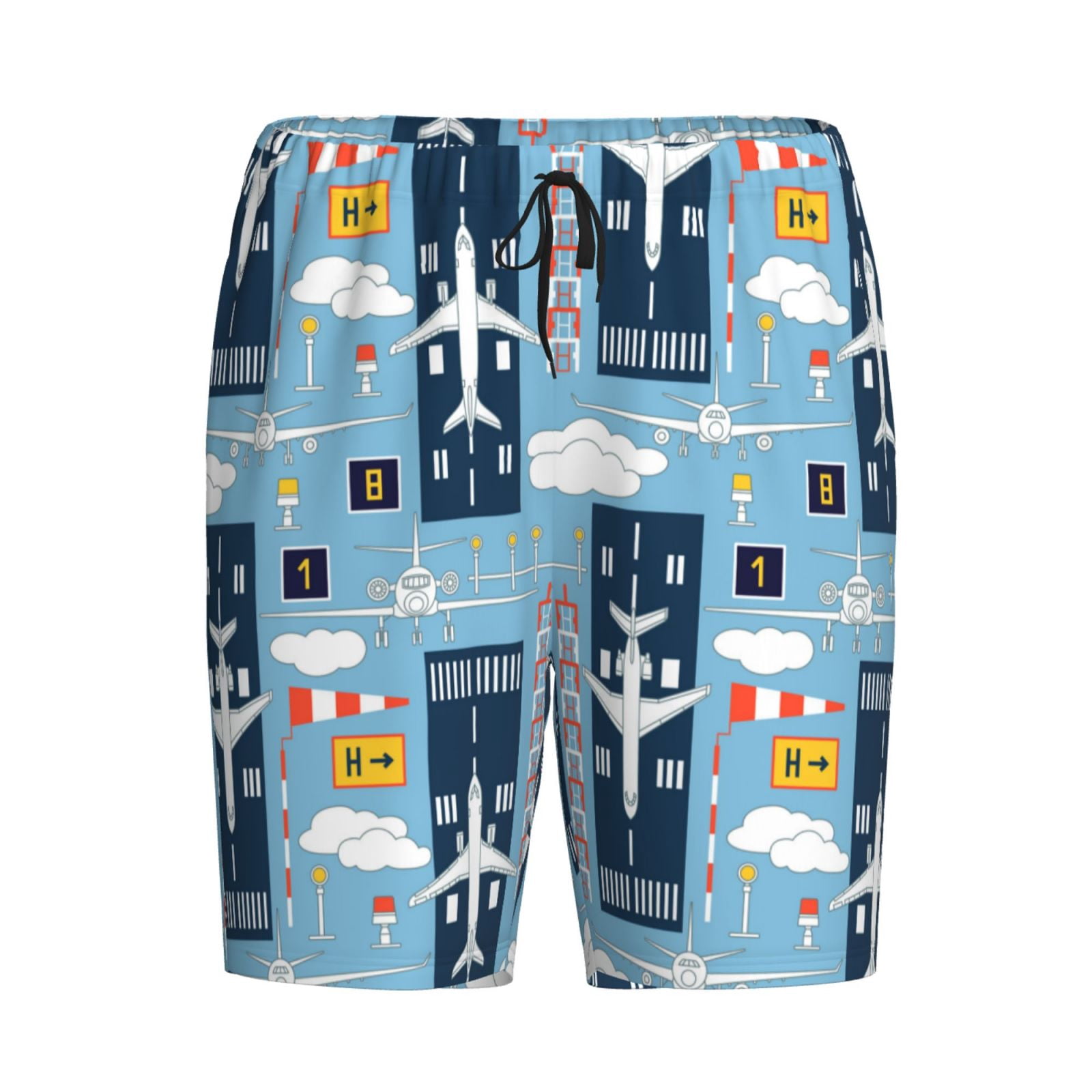 Haiem Airplanes and Aviation Signs Men's Pajama Short with Soft Woven ...