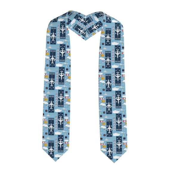 Haiem Airplanes and Aviation Signs Pattern Graduation Stole 2024 | Premium Satin Sash for Graduation Ceremony