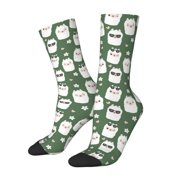Haiem Alpaca Faces Pattern Crew Socks – Soft & Durable Moisture-wicking Socks, Stay-Up Fit for Business, Work, and Casual Wear Size 5-11