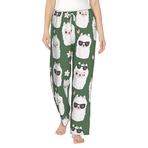 Haiem Alpaca Faces Women's Pajama Pants Ultra Lightweight Pjs Bottoms Sleepwear Bottom Pants With Pocket Drawstring-Small