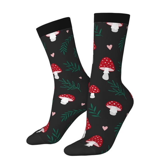 Haiem Amanita Mushroom Pattern Crew Socks – Soft & Durable Moisture-wicking Socks, Stay-Up Fit for Business, Work, and Casual Wear Size 5-11