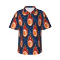 thumbnail image 1 of Haiem American Football and Fire Flames Printed Hawaiian Shirt for Men - Men’s Casual Beach Summer Shirts - Stretch Fabric with Modern Fit-XX-Large, 1 of 7