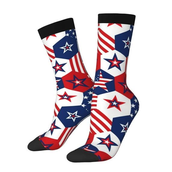 Haiem American Stars2 Pattern Crew Socks – Soft & Durable Moisture-wicking Socks, Stay-Up Fit for Business, Work, and Casual Wear Size 5-11