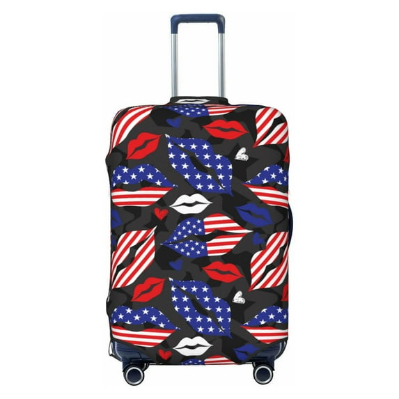 Haiem American With Lips Luggage Cover Printed Suitcase Covers for Luggage Elastic Washable Suitcase Protector Fits 18-32 Inch Luggage-Small