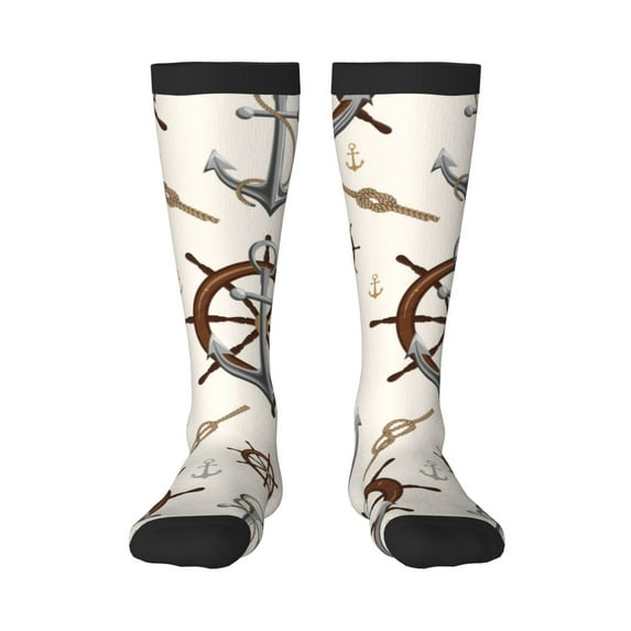Haiem Anchor with Rope Socks, Funny Novelty Crazy Design Cotton Socks Sports Socks Knee High Socks For Men, Women,1Pairs - Gift For Working Friends