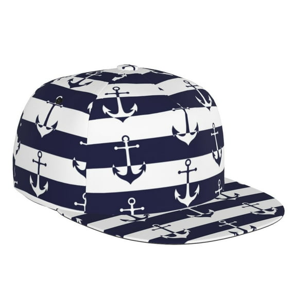 Haiem Anchors Classic Snapback Cap Flat Bill Hat Baseball Cap Adjustable Size Cotton Dad Hat
