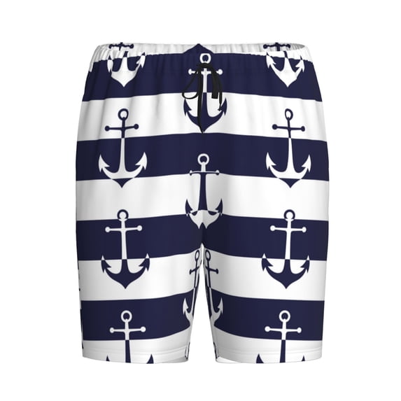 Haiem Anchors Men's Pajama Short with Soft Woven Cotton Elastic Waistband Sleep Short-Large