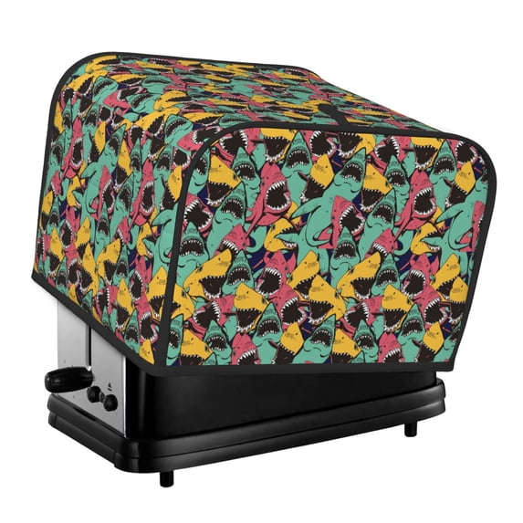 Haiem Angry Shark Pattern Print Toaster Covers 4 Slice Wide Slot,Bread Dust Cover & Fingerprint Protection,Bread Machine Cover,Appliance Covers