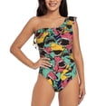 thumbnail image 1 of Haiem Angry Shark Pattern Women's One Piece Swimsuits Tummy Control One Shoulder Bathing Suits Ruffle Swimwear-X-Large, 1 of 8