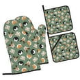 Haiem Animal Heads Print Extra Long Oven Mitts and Pot Holders 4pc Sets