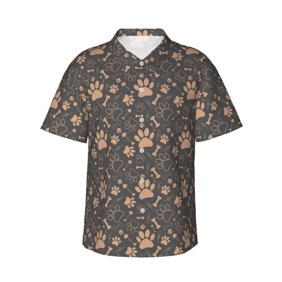 Haiem Animal Paw Printed Hawaiian Shirt for Men - Men’s Casual Beach Summer Shirts - Stretch Fabric with Modern Fit-X-Large
