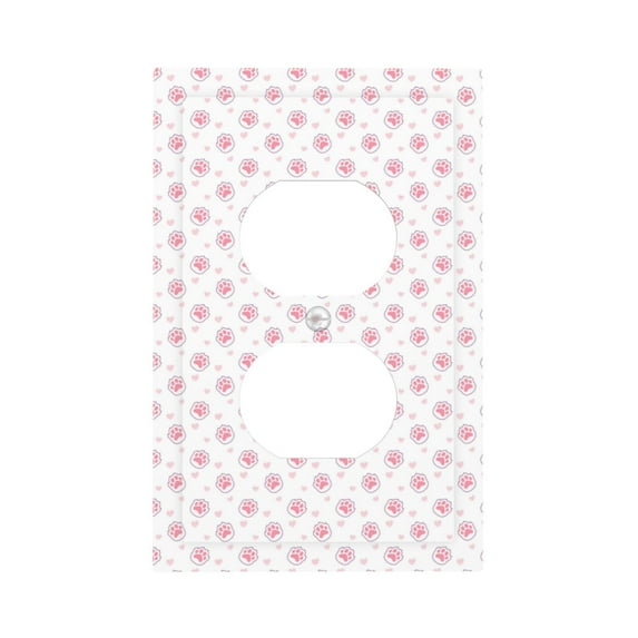 Haiem Animal Pink Color Paw Pattern Decorative Wall Plates, 1-Gang 5.0" x3.0", Unbreakable Thermoplastic Faceplate Cover for Decorator Receptacle Outlet & Switch-Style S
