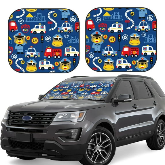 Haiem Animals Rescue Team Windshield Sun Shade: Universal Foldable 2-Piece Car Front Window Sunshade - Blocks Uv Rays, And Reduces Heat,Essential Car Accessory Small