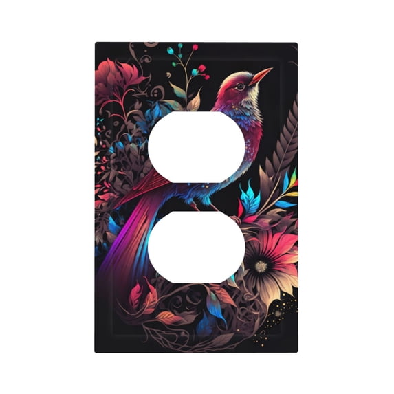 Haiem Artistic Colorful Bird Pattern Decorative Wall Plates, 1-Gang 5.0" x3.0", Unbreakable Thermoplastic Faceplate Cover for Decorator Receptacle Outlet & Switch-Style S