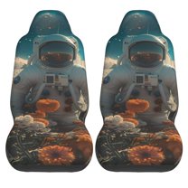 Haiem Astronaut Flower Field Printed Car Seat Covers Set of 2, Universal Fit Car Seat Covers,Protective Seat Covers,Comfortable Car Seat Covers, Easy Installation Seat Covers