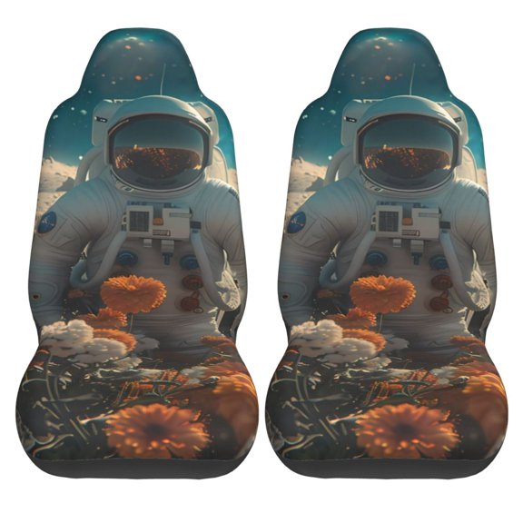 Haiem Astronaut Flower Field Printed Car Seat Covers Set of 2, Universal Fit Car Seat Covers,Protective Seat Covers,Comfortable Car Seat Covers, Easy Installation Seat Covers