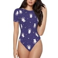 thumbnail image 1 of Haiem Astronaut Rabbit Women's Crew Neck Short Sleeve Bodysuit Tops Stretchy Slim Basic-XX-Large, 1 of 9
