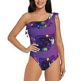 thumbnail image 1 of Haiem Astronaut Women's One Piece Swimsuits Tummy Control One Shoulder Bathing Suits Ruffle Swimwear-Medium, 1 of 8