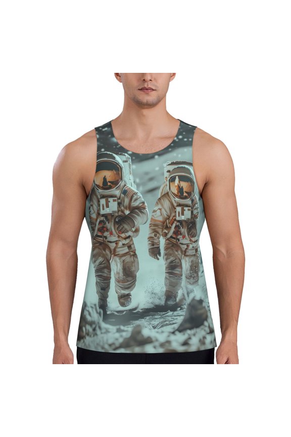 Astronauts On Lunar Mission Men Workout Tank Top Gym Bodybuilding Sleeveless Muscle T Shirts Athletic Tank Breathable Workout Shirt-