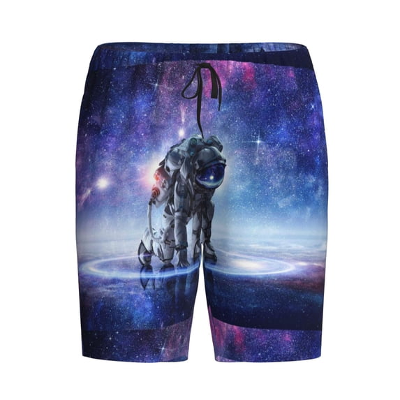 Haiem Astronauts Start Running Men's Pajama Short with Soft Woven Cotton Elastic Waistband Sleep Short-4X-Large