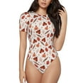 thumbnail image 1 of Haiem Autumn Brown Butterfly Women's Crew Neck Short Sleeve Bodysuit Tops Stretchy Slim Basic-XX-Large, 1 of 8